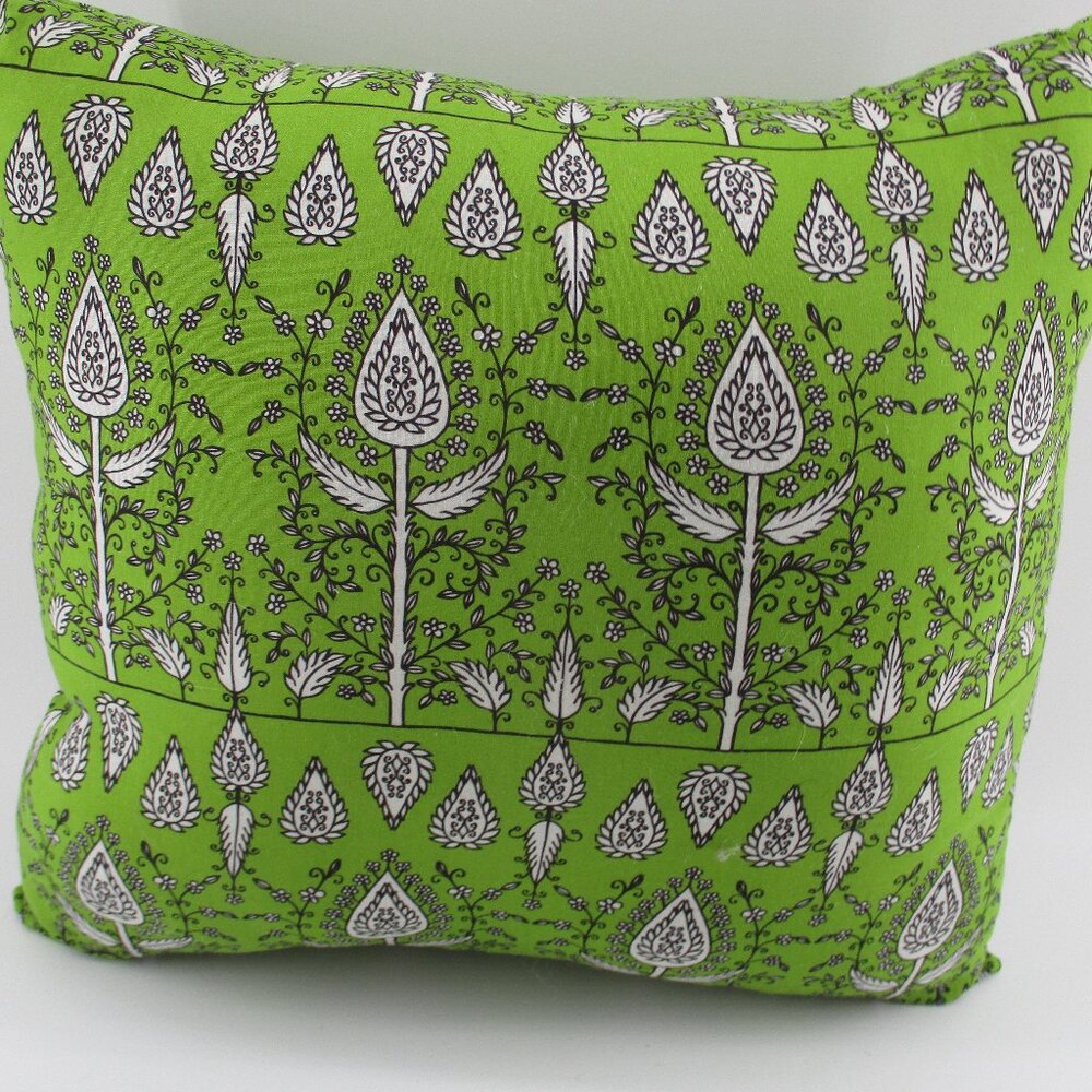 14" Green and White Fancy Decor Pillow.
